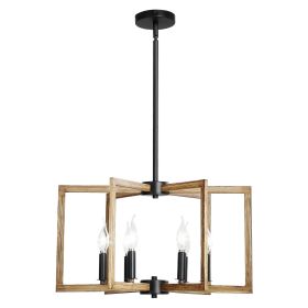 6-Light Chandelier, Metal Farmhouse Chandelier, Adjustable Height, Dining Room Hanging Light Fixture for Ceilings, Modern Chandelier for Bedroom