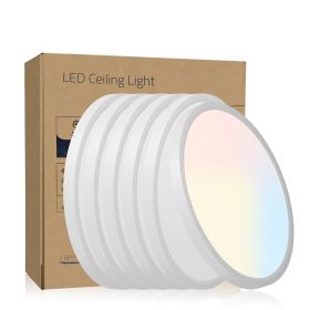6PK 12 in. LED Flush Mount Ceiling Light Fixture - 2880 Lumens, 5 CCT 2700K/3500K/40000K/5000K/6500K, Round Color Selectable Panel Light, Dimmabl