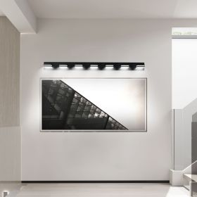 Modern Black LED Vanity Light, 7-Lights Wall Sconce for Bathroom and Mirror, Sleek Minimalist Design, Energy-Efficient, Easy to Install