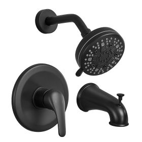 Single Handle 8-Spray Tub and Shower Faucet bathtub faucet 1.8 GPM in Spot Defense Matte Black (Valve Included)