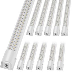 10 Pack LED Shop Light, 8 FT, 80W Linkable Shop Light Fixture, 10000 LM Ceiling Lights 59 in Power Cords with ON/OFF Switch 48 in Connector Cable