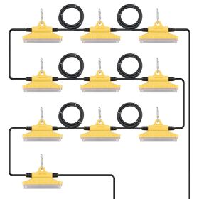 100FT Construction String Lights, 150W 15000LM, 10PCs String Work Light, 5000-5500K, IP65 Waterproof, with Hanging Hooks, for Construction Site