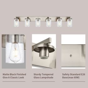 4/5/6-Light Vanity Light in Brushed Nickel Finish, Vintage Farmhouse Mirror Lights with Clear Glass Shade. (Color: Brushed Nickel, Numbers of Light: 6-Light)