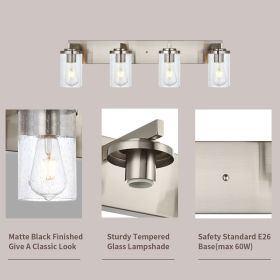 4/5/6-Light Vanity Light in Brushed Nickel Finish, Vintage Farmhouse Mirror Lights with Clear Glass Shade. (Color: Brushed Nickel, Numbers of Light: 4-Light)
